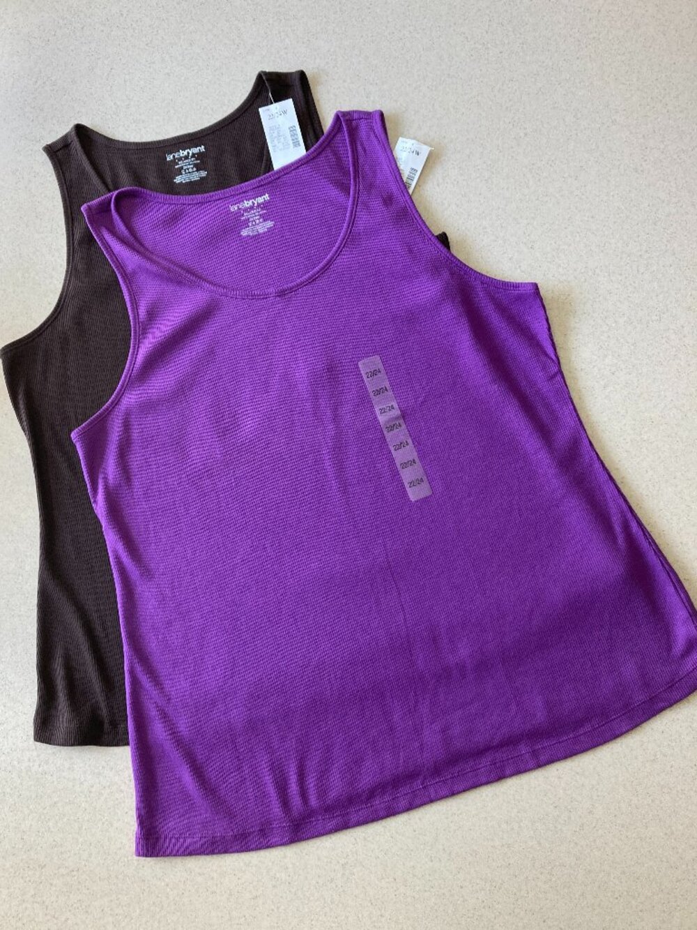 NWT Two Lane Bryant Plus Size Tank Tops - Purple/Brown - Women Size 22/24